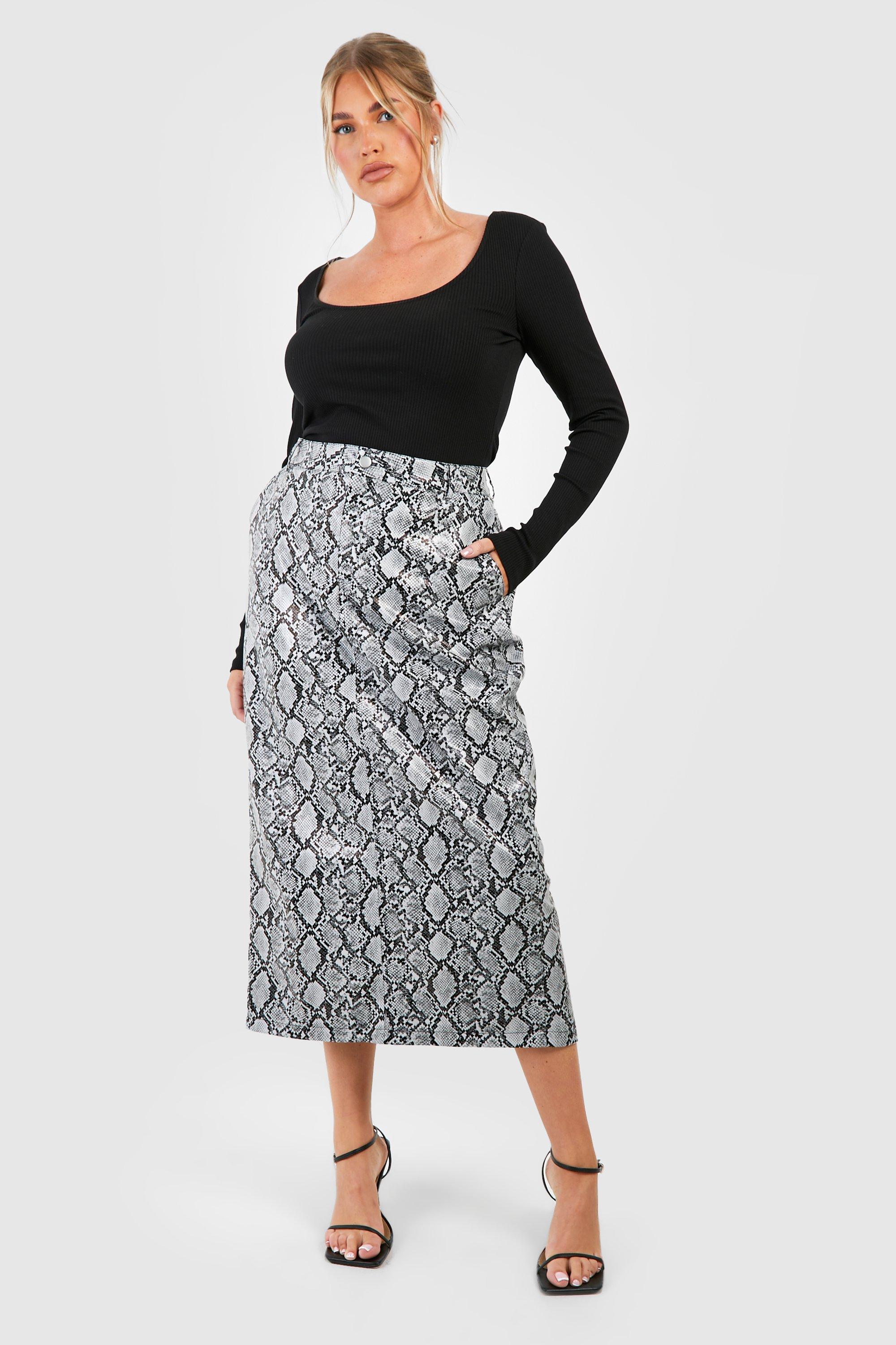 Maternity Faux Leather Midi Skirt