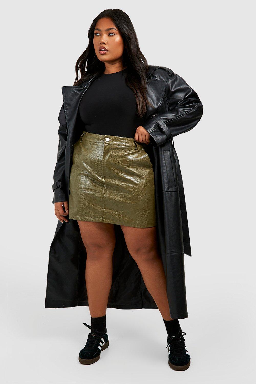 Boohoo plus hotsell size leather skirt