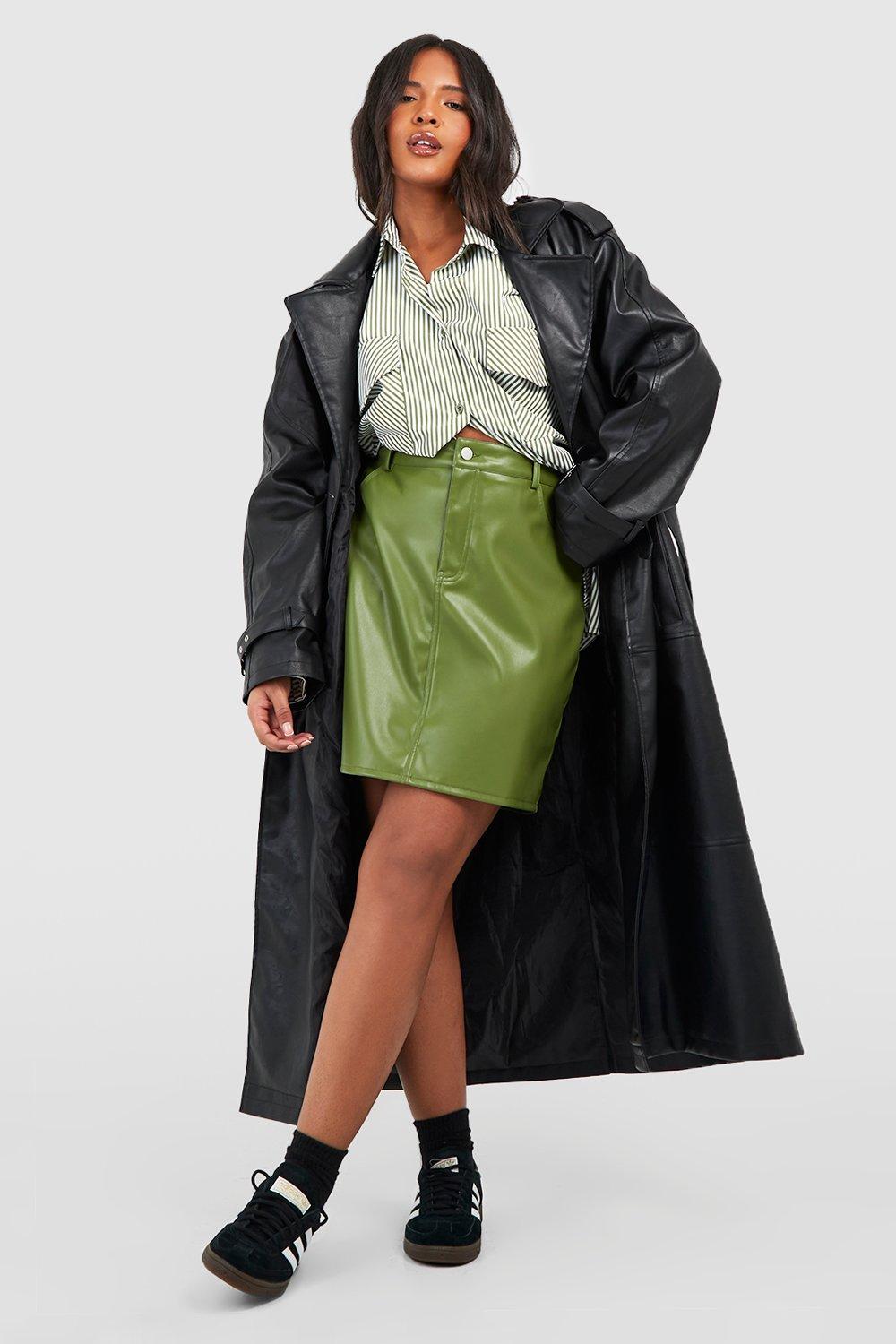 Plus Faux Leather High Waisted Mini Skirt boohoo
