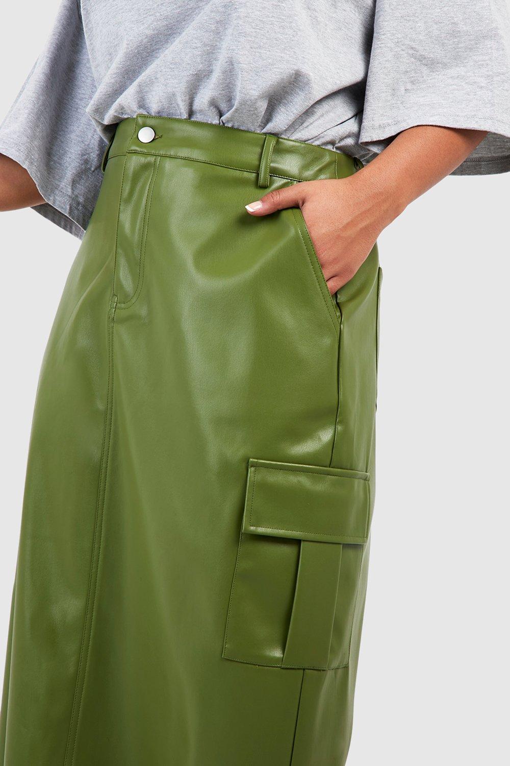 Leather skirt clearance boohoo