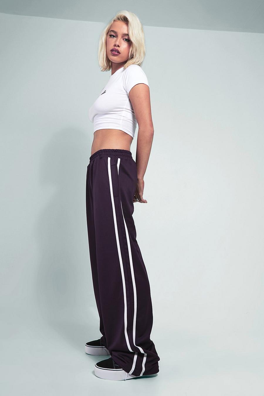 Pantalón deportivo de pernera ancha con estampado  , Purple image number 1