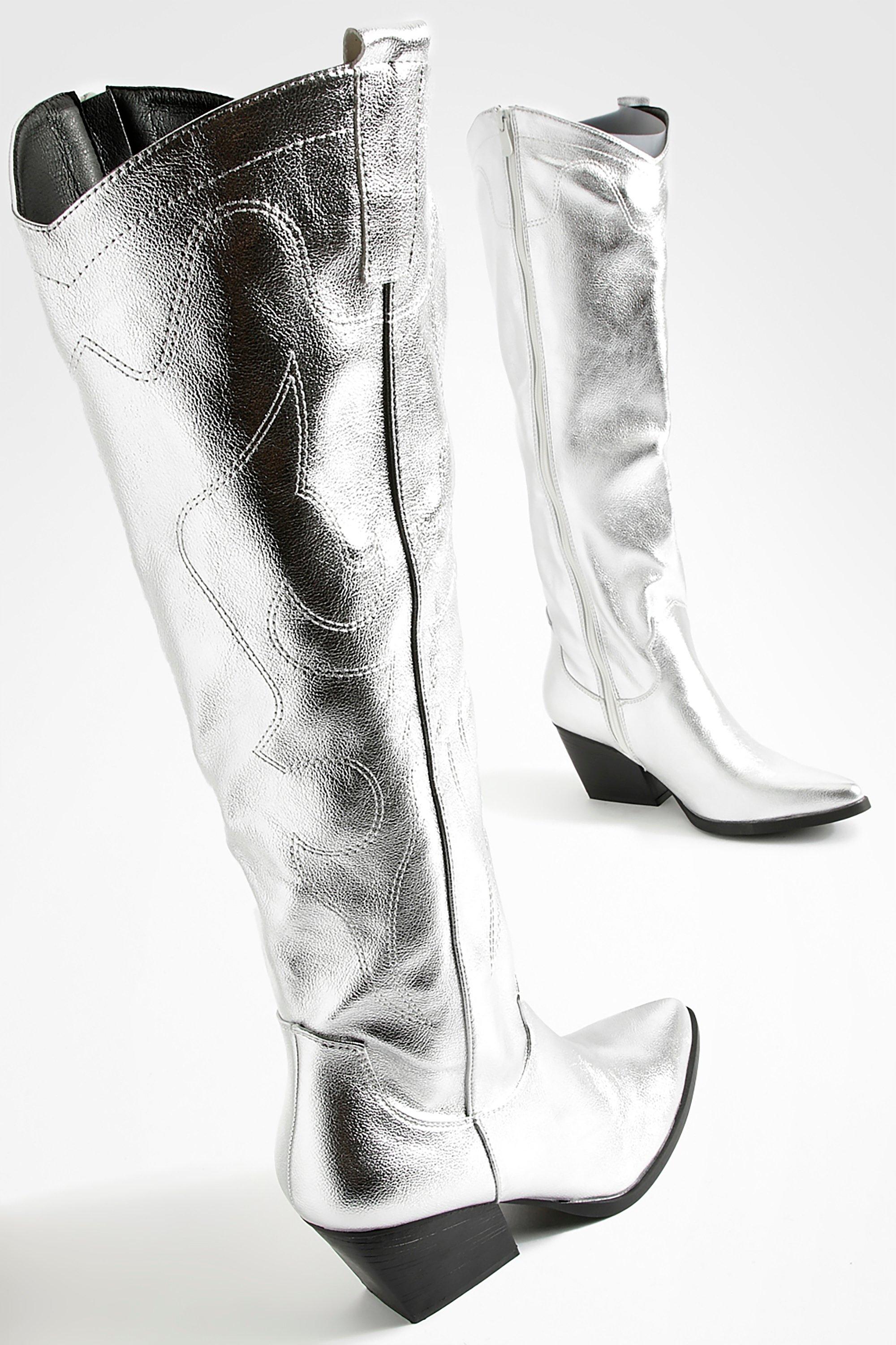 Silver metallic cowboy clearance boots