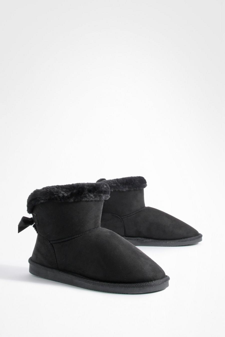 Fur Lined Bow Back Cozy Boots