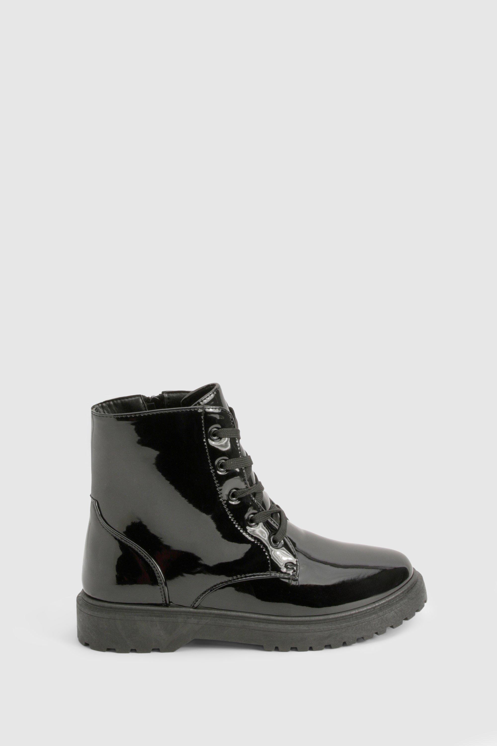 Patent store biker boots