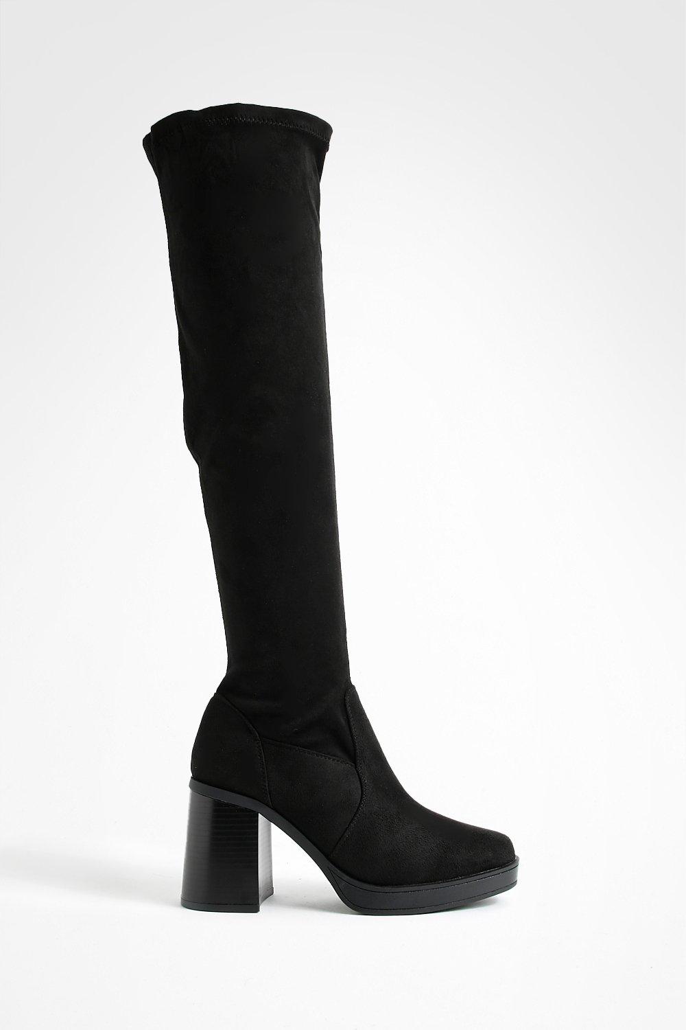 Black knee deals high platform boots