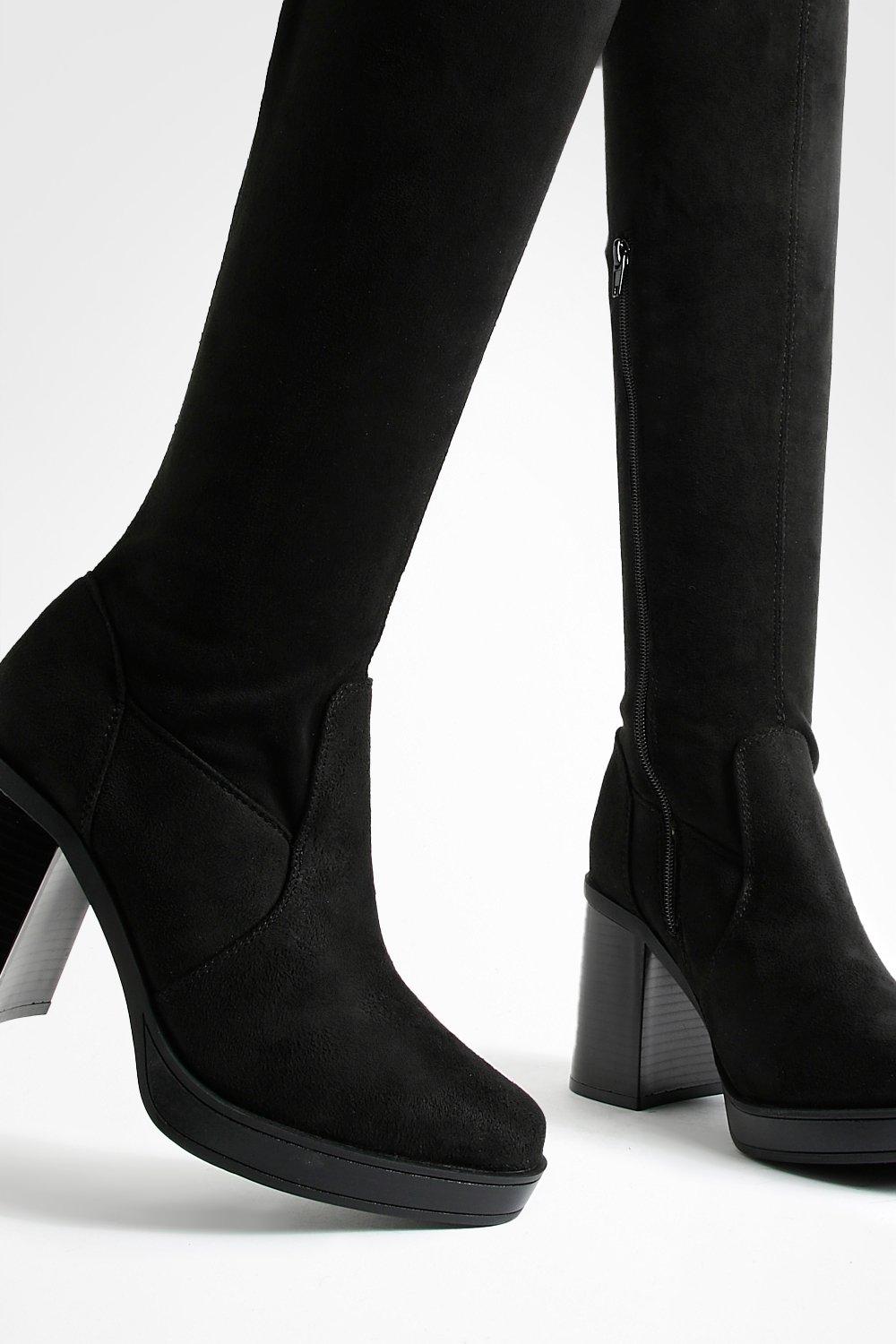 Suede platform sale boots knee high