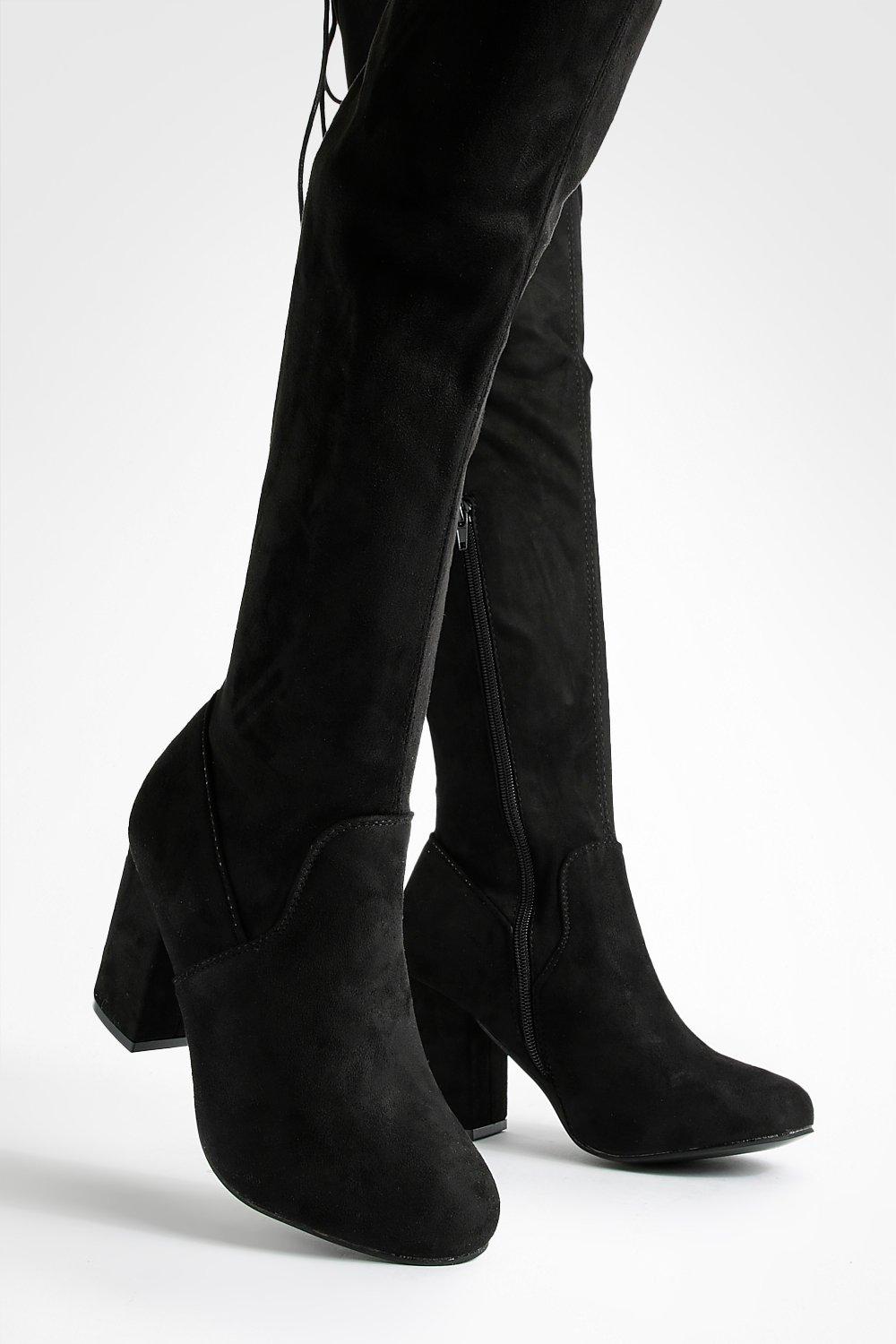 Wide width thigh high clearance boots