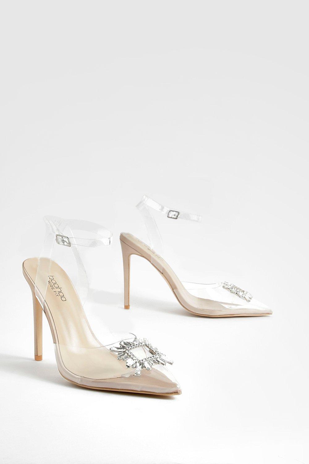 Clear heel store shoes wide fit