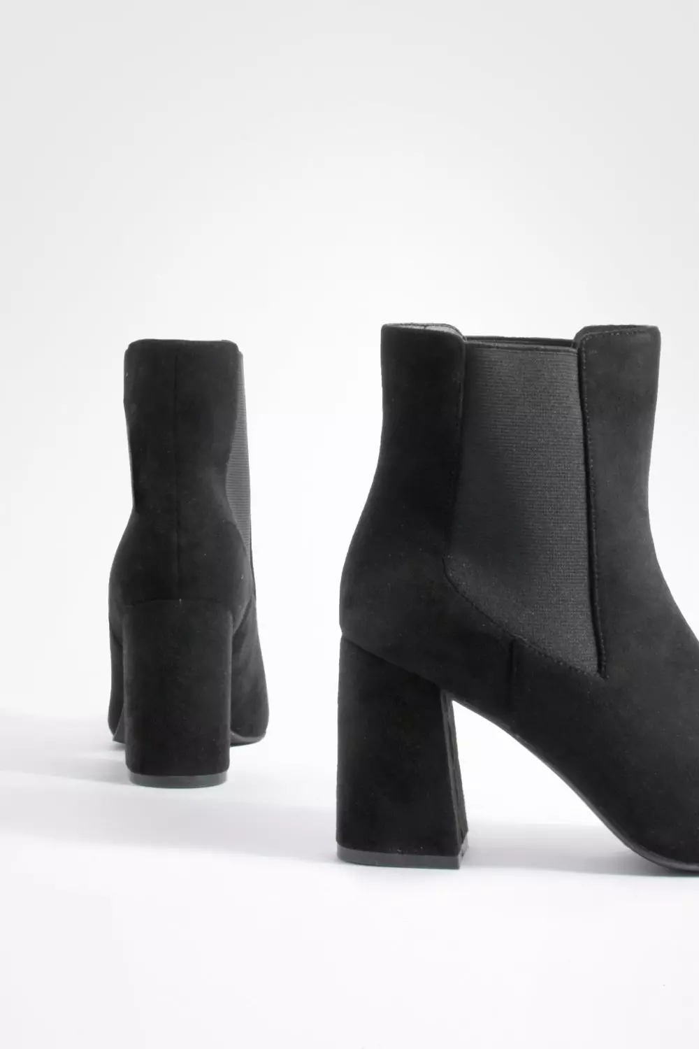 Black Faux Suede Block Heel Pointed Toe Ankle Boots alternative image