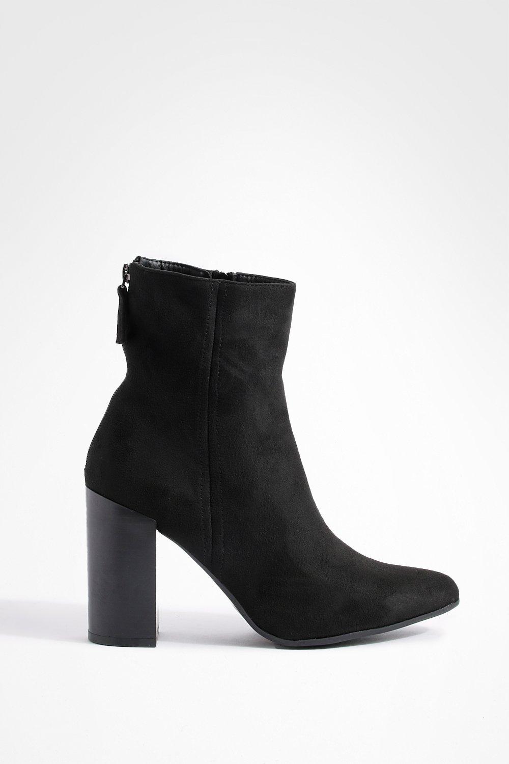 Black Faux Suede High Point Ankle Boot