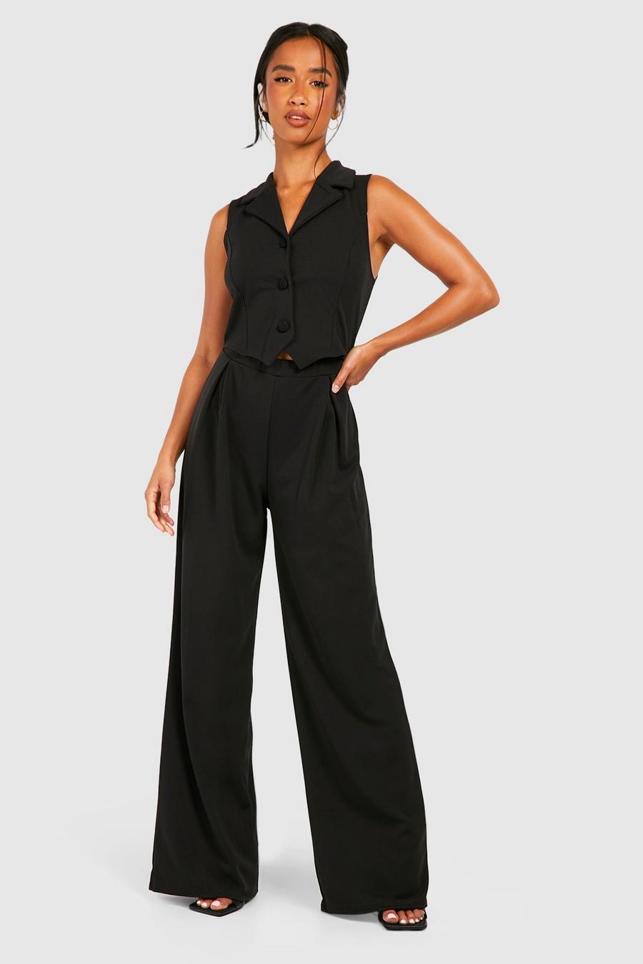 Black Petite Button Up Tailored Jumpsuit image number 1