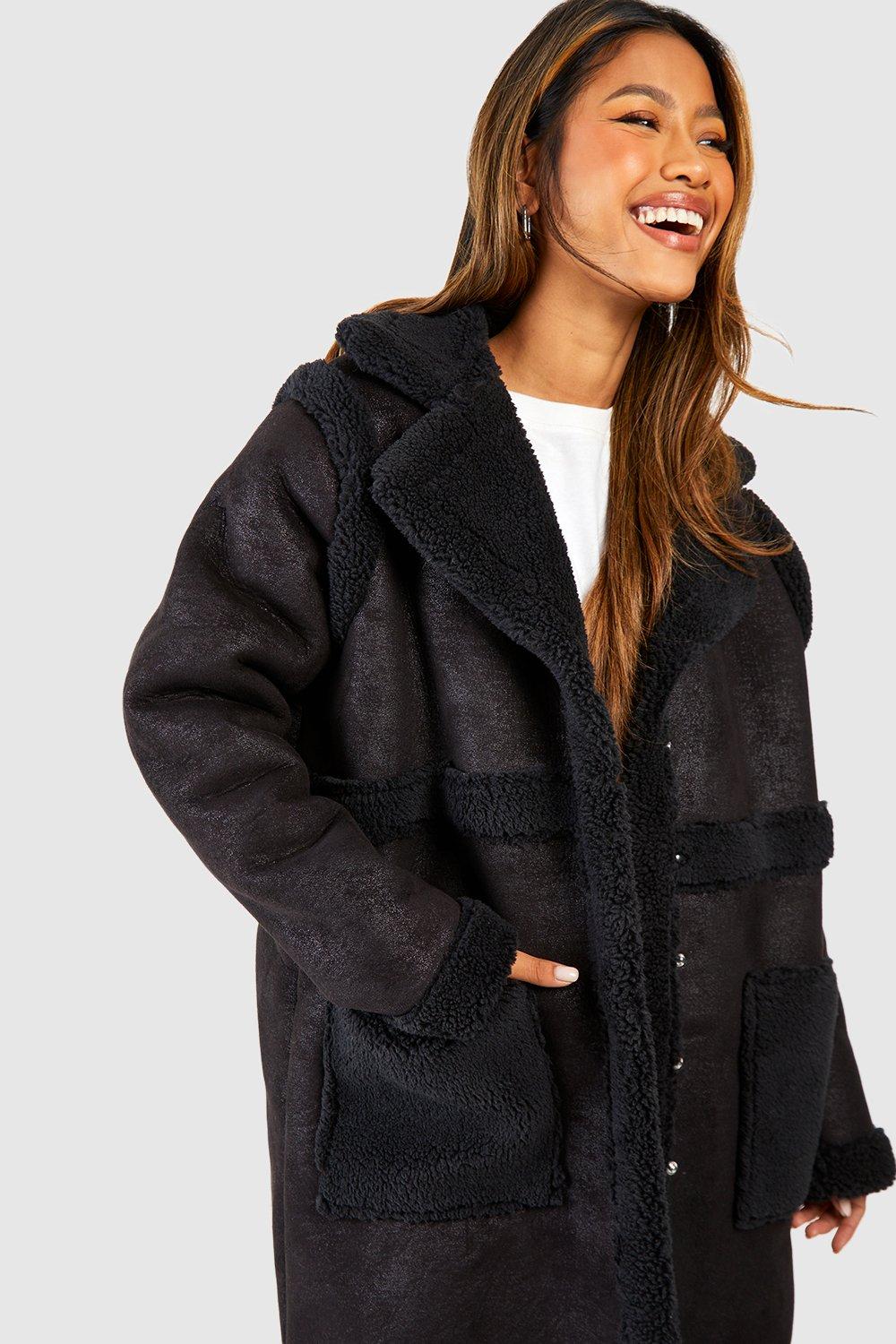 Midi cheap teddy coat