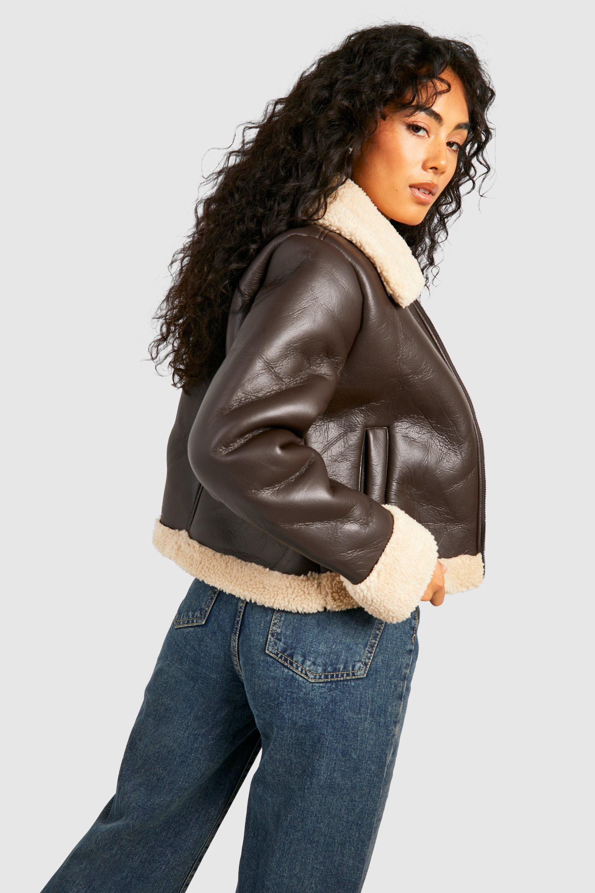 Faux leather aviator outlet jacket ladies