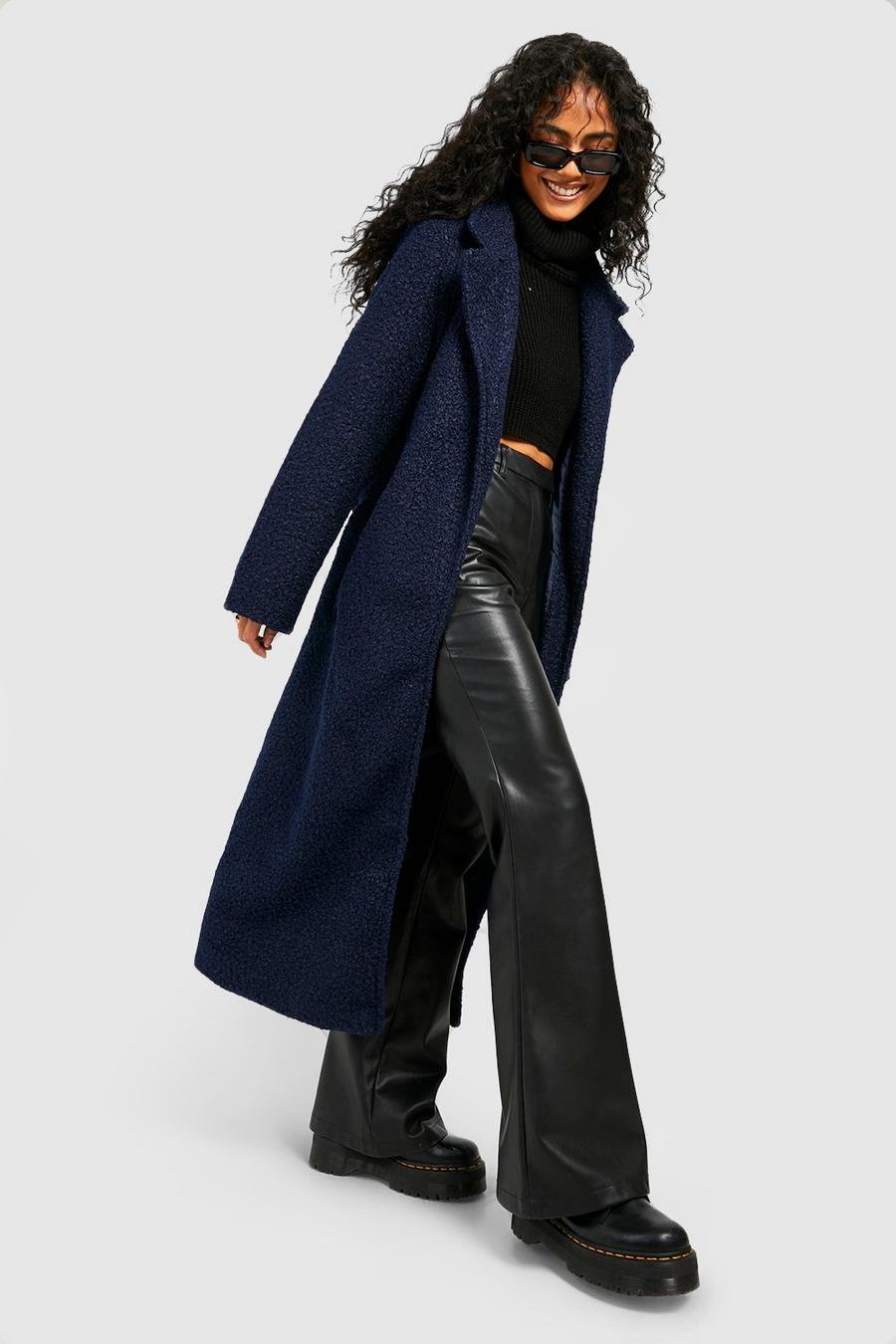 Women's Textured Wool Look Belted Coat | Boohoo UK