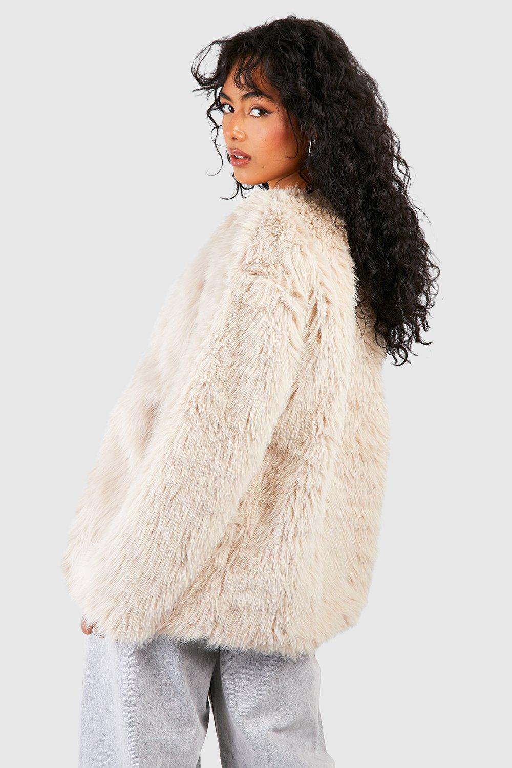 Shaggy Faux Fur Longline Coat boohoo