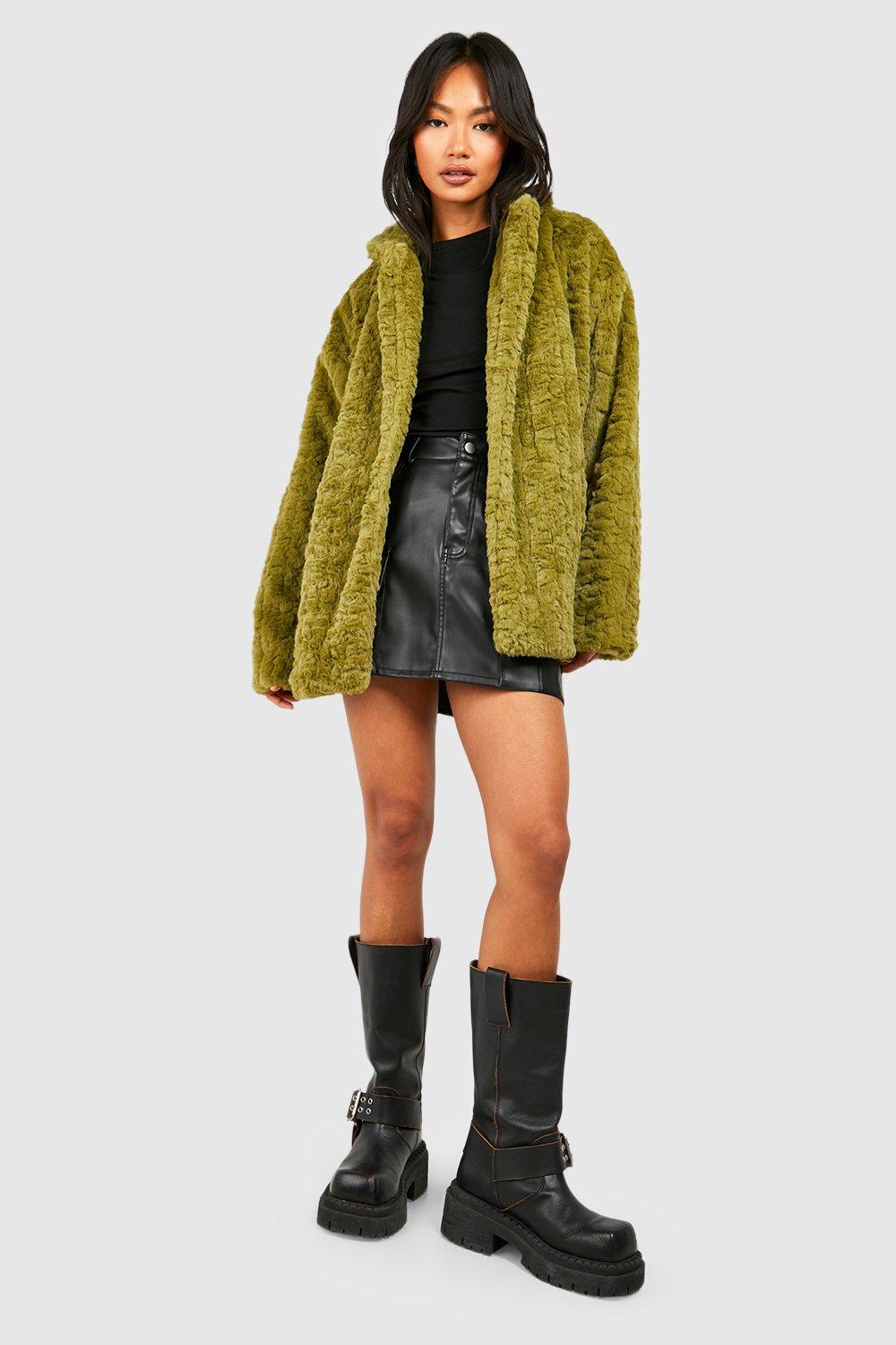 Textured faux deals shearling coat