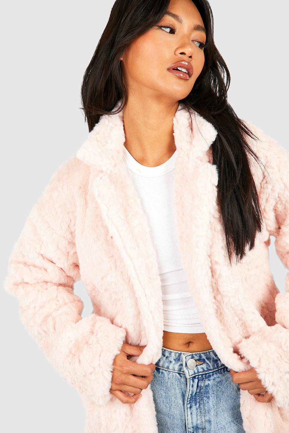 Textured faux fur outlet coat