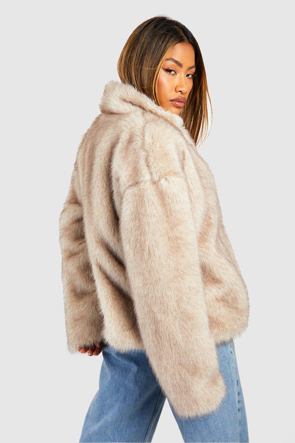 Premium Vintage Look Faux Fur Short Coat