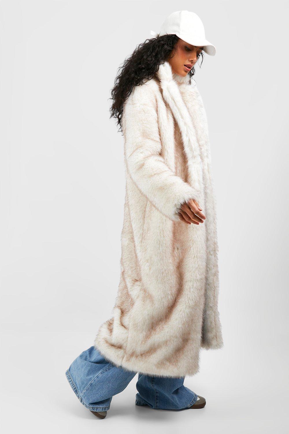 Excelled faux fur maxi coat best sale with hood