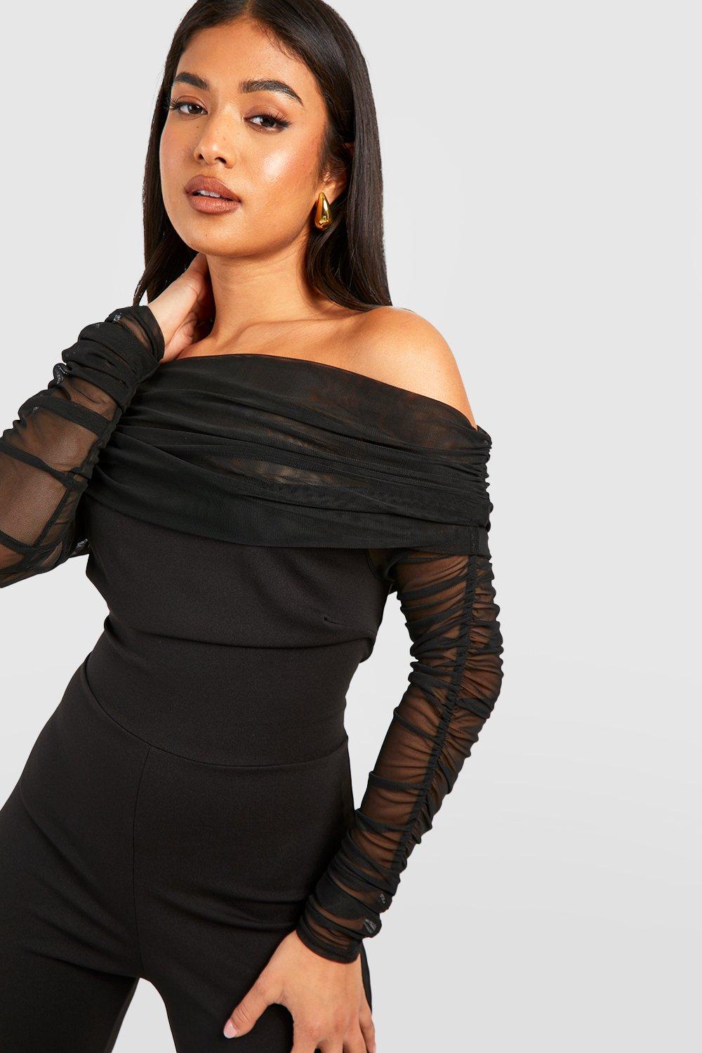 Petite off best sale shoulder jumpsuit