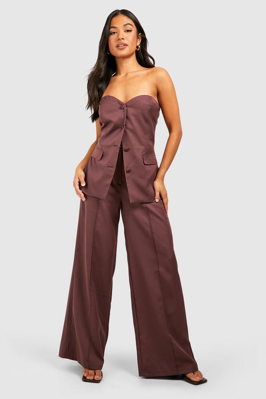 Chocolate Petite Tailored Flared Trouser