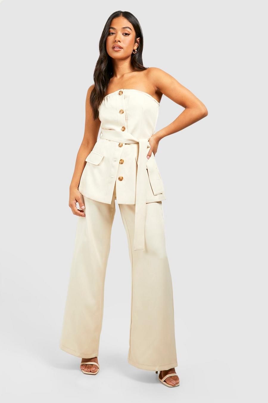 Camel Petite Wide Leg Tailored Pants image number 1