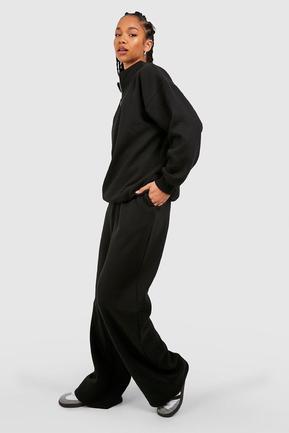 Buy Boohoo Solid Wide Leg Sweatpants In Black