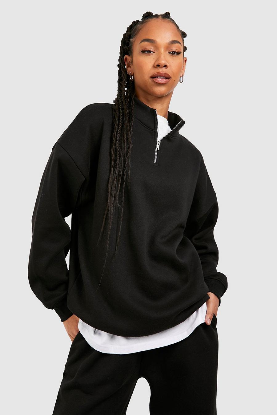 Black Tall Basic Half Zip Sweatshirt