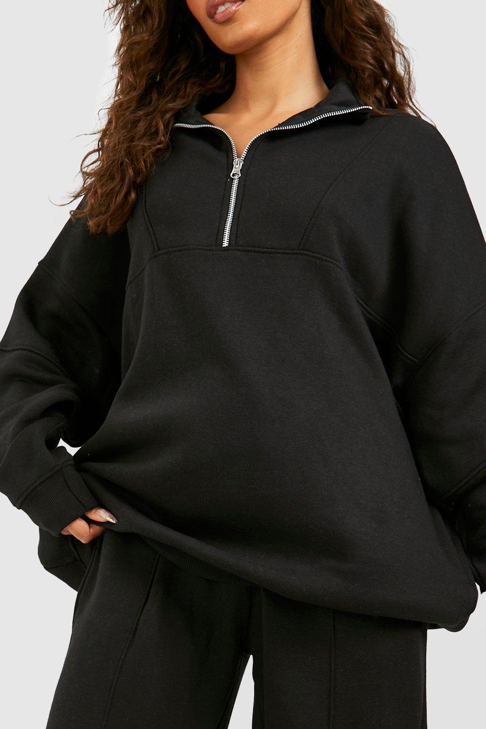 Half zip sweatshirt online boohoo