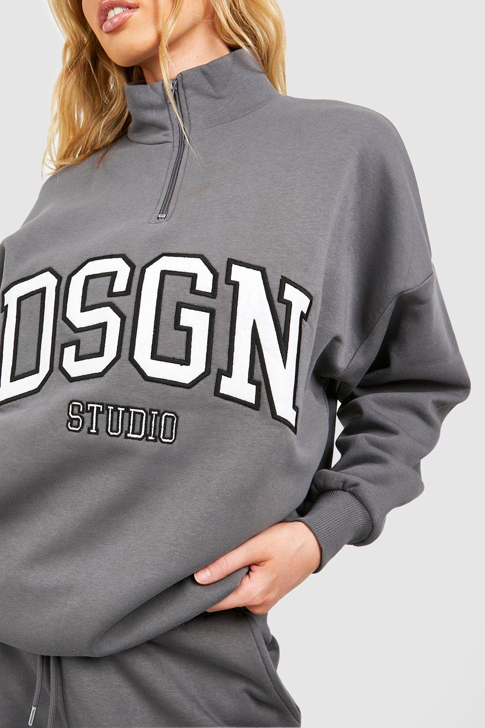 Dsgn Studio Applique Oversized Half Zip Sweatshirt