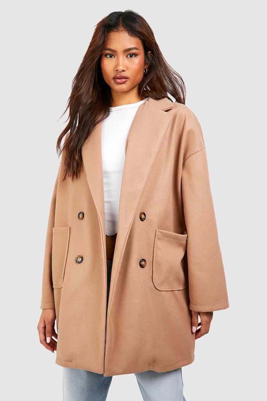 Camel Tall Wool Look Oversized Pocket Coat image number 1