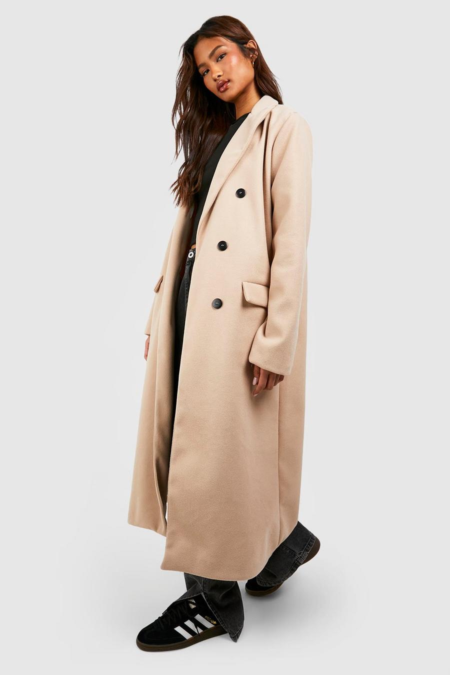 Oatmeal Tall Wool Look Coat image number 1