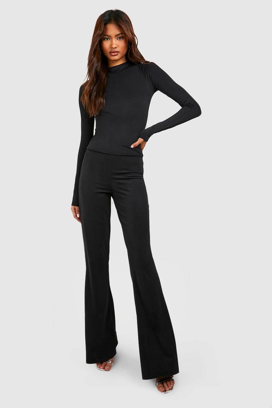 Black svart Tall Premium Matte Slinky Flared Yoga Pant