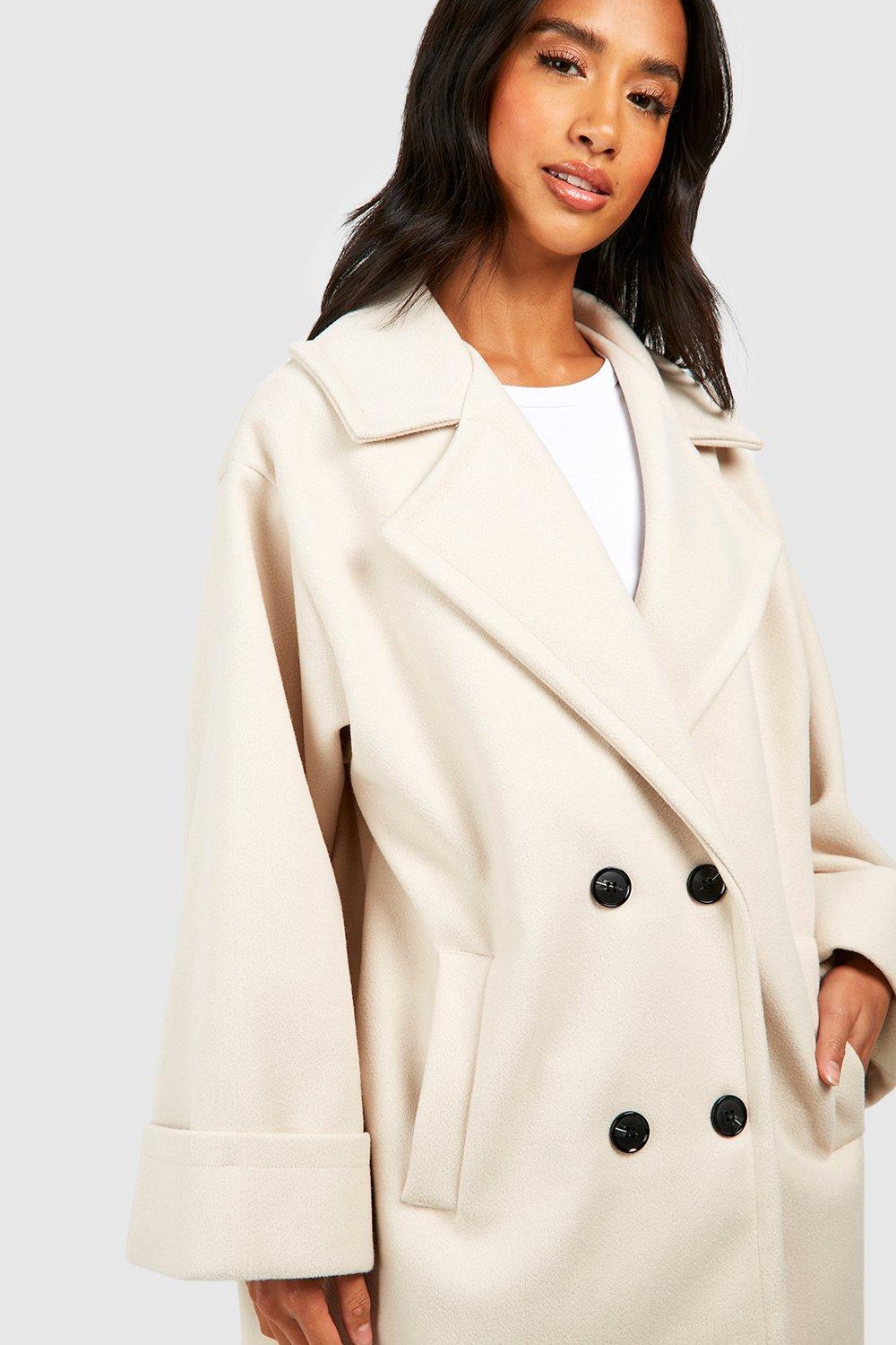 Petite Wool Look Oversized Cocoon Coat