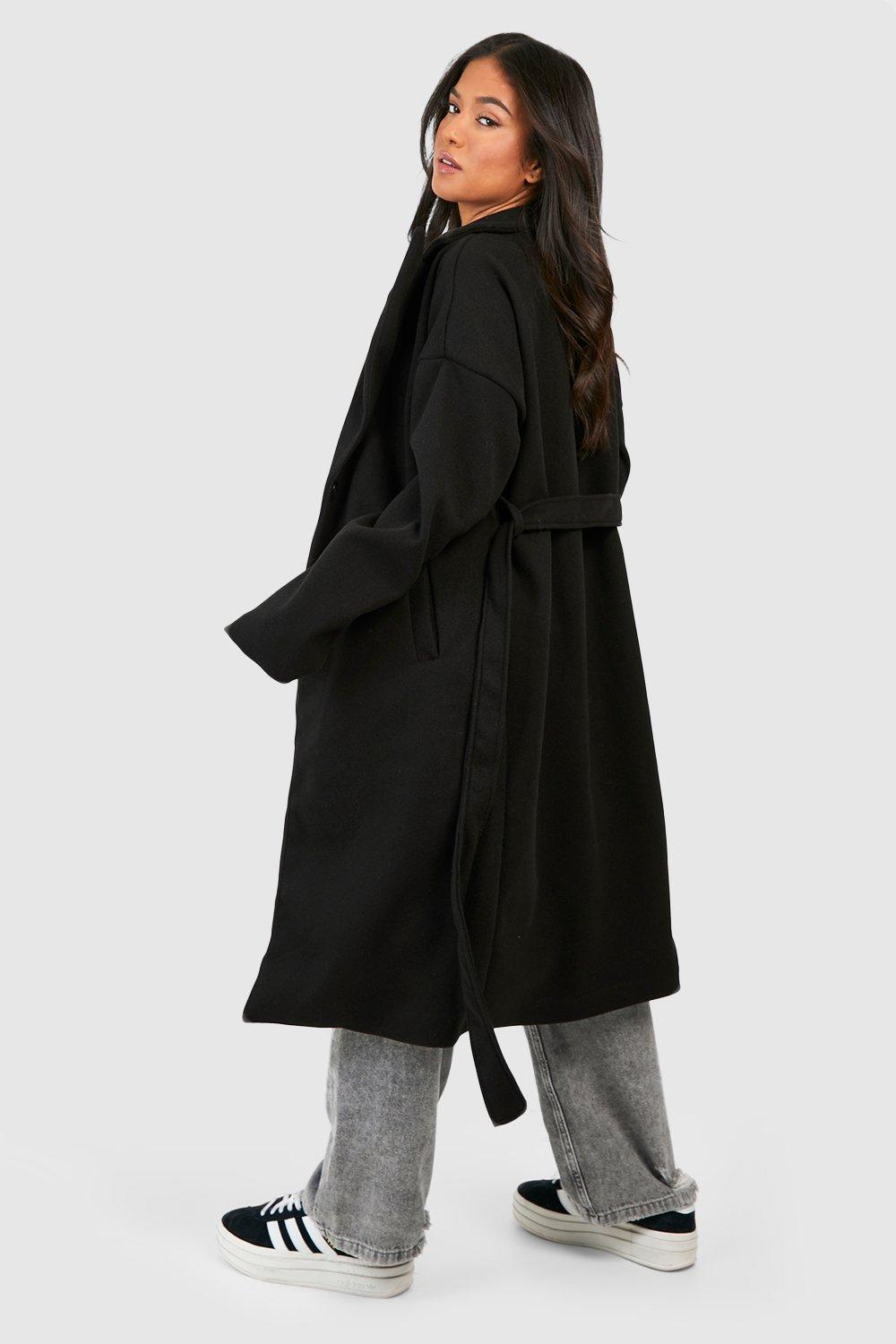 Petite long black wool on sale coat