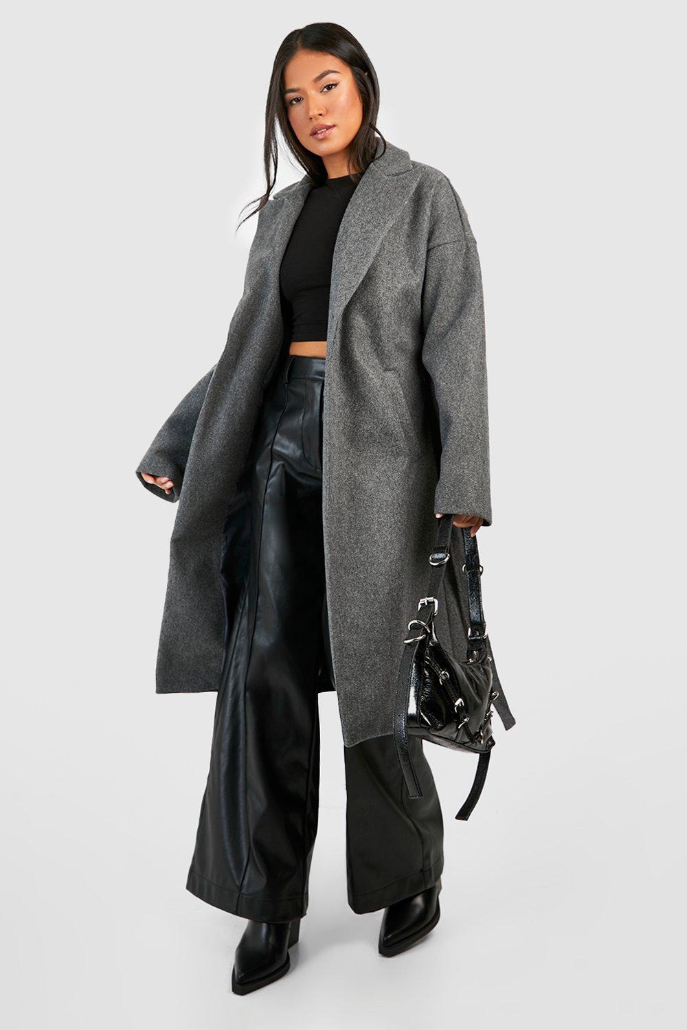 Petite grey hot sale wool coat