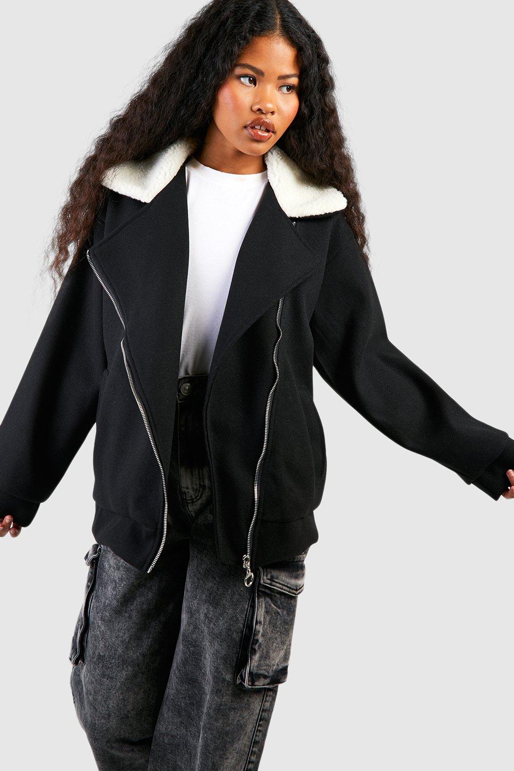 Black petite aviator outlet jacket