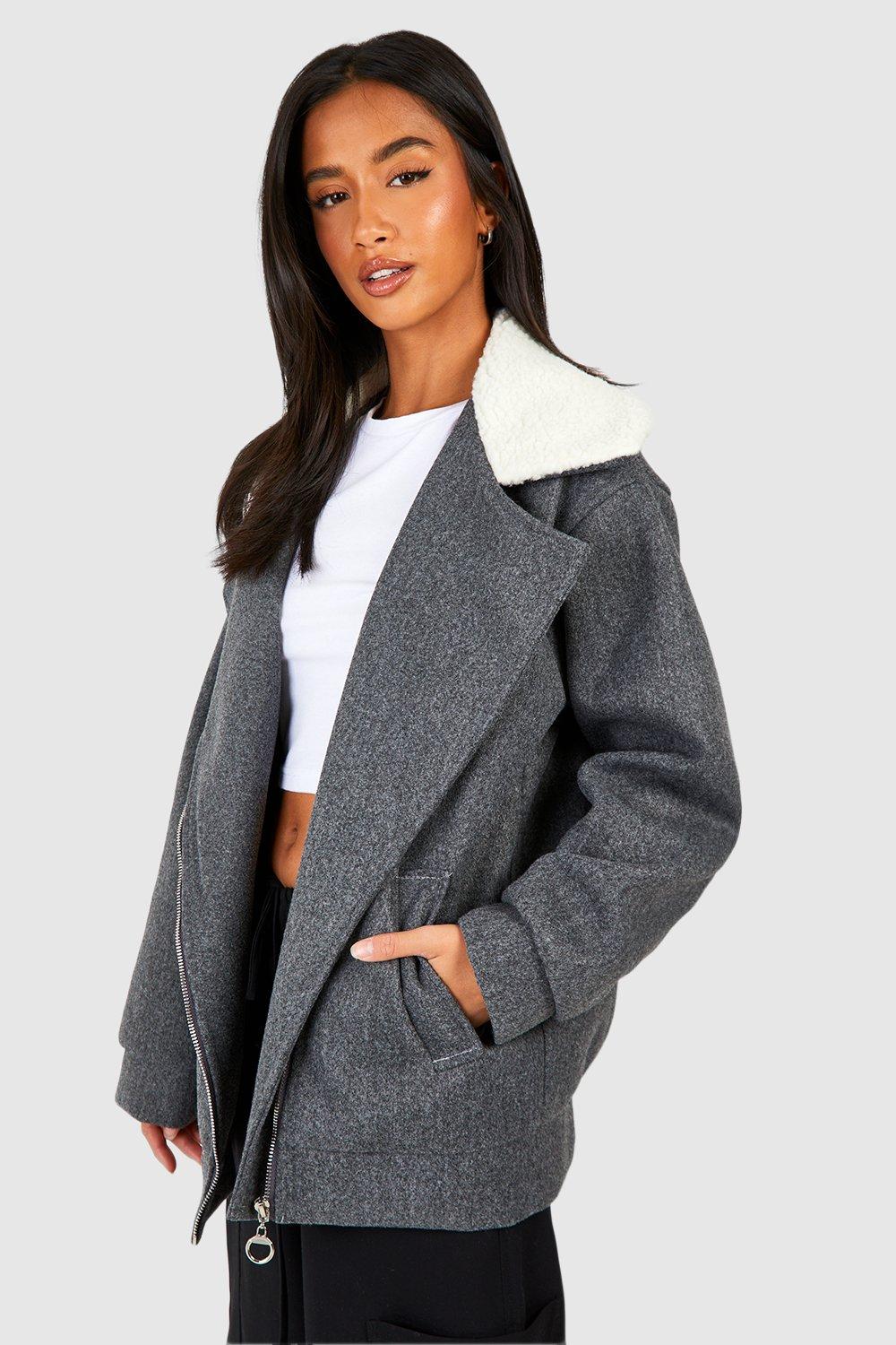 Grey aviator jacket clearance womens