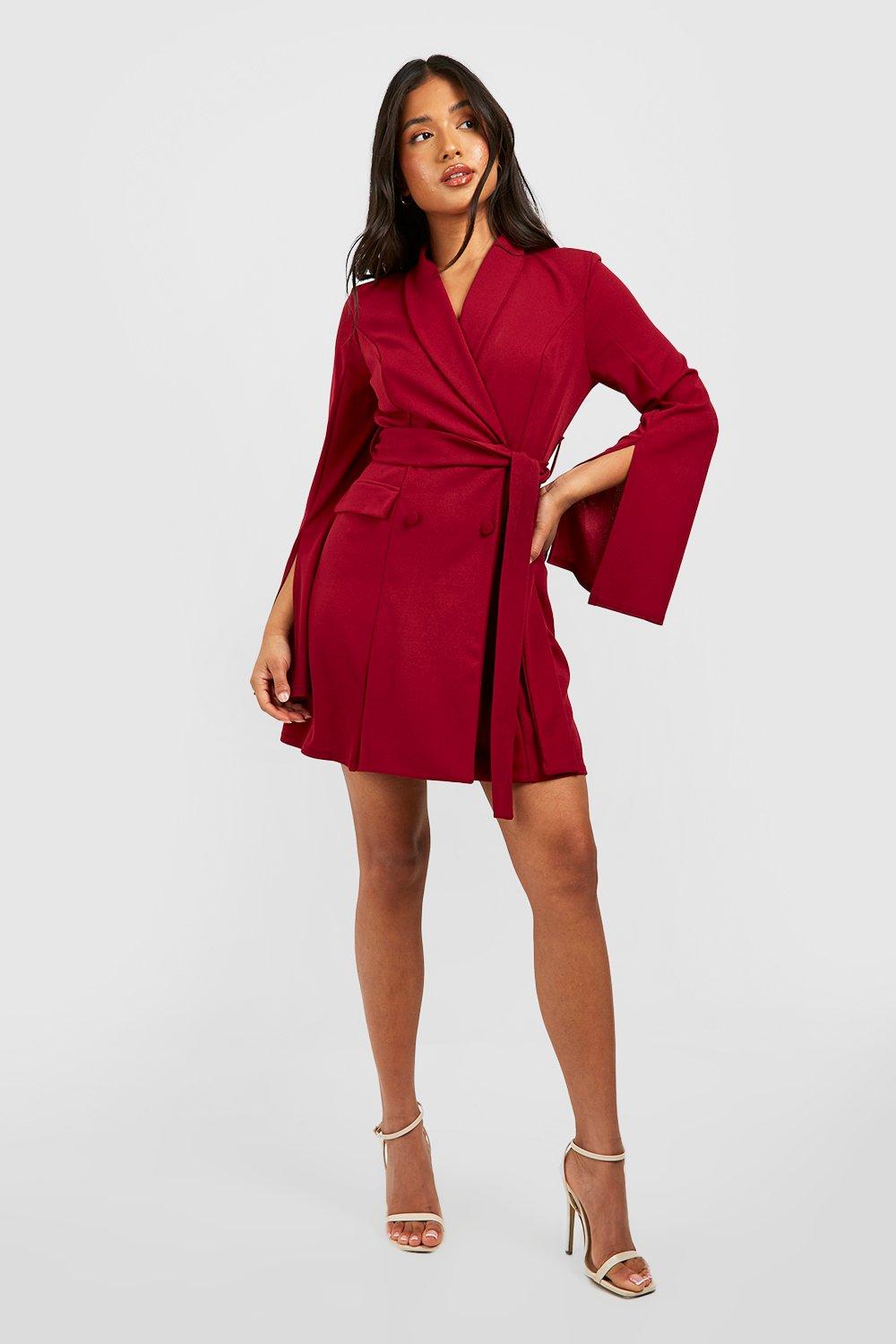 Wide sleeve belted sale blazer dress