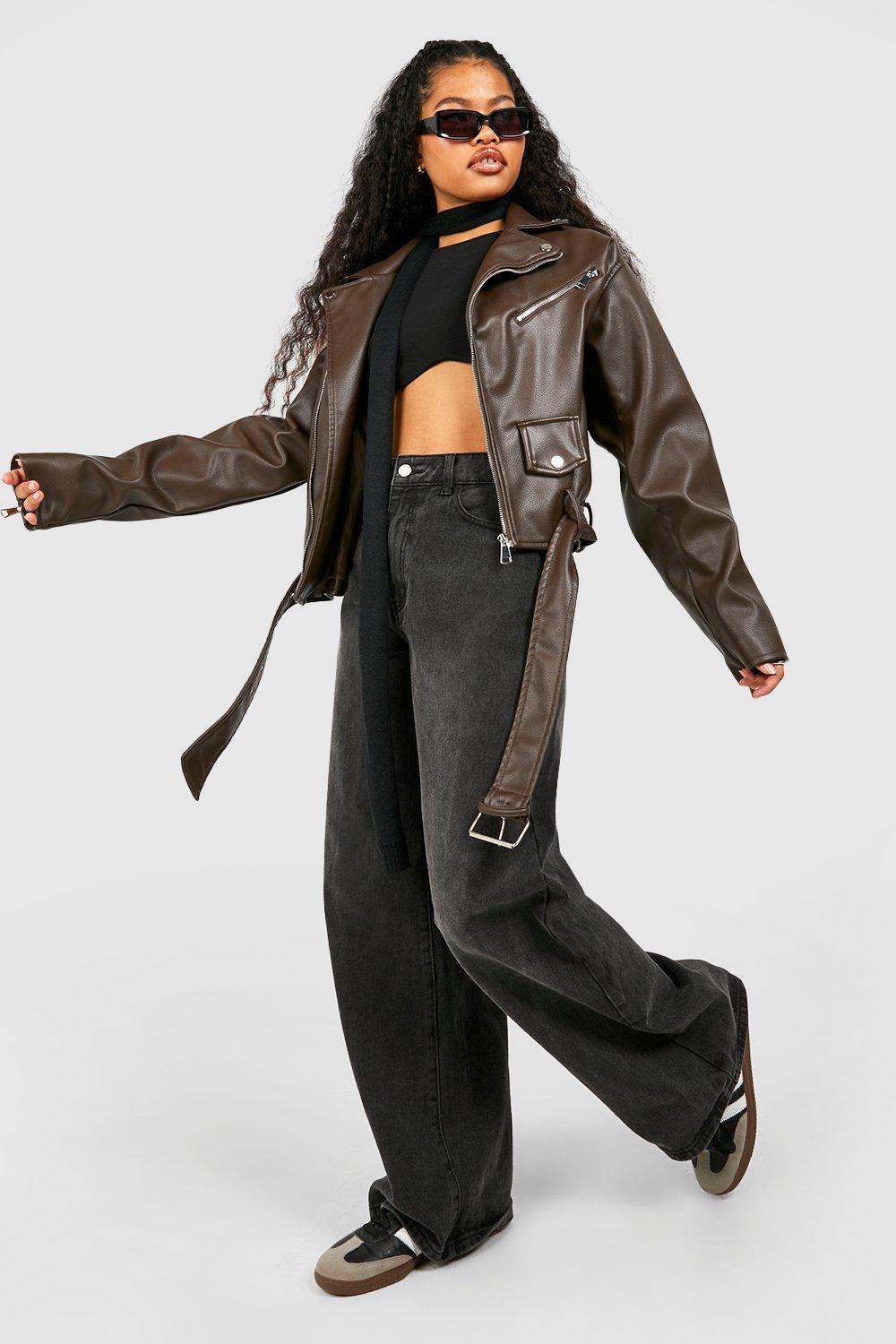 Wild Fable Wide Leg Sweatpants, Women's Faux Leather Moto Jacket