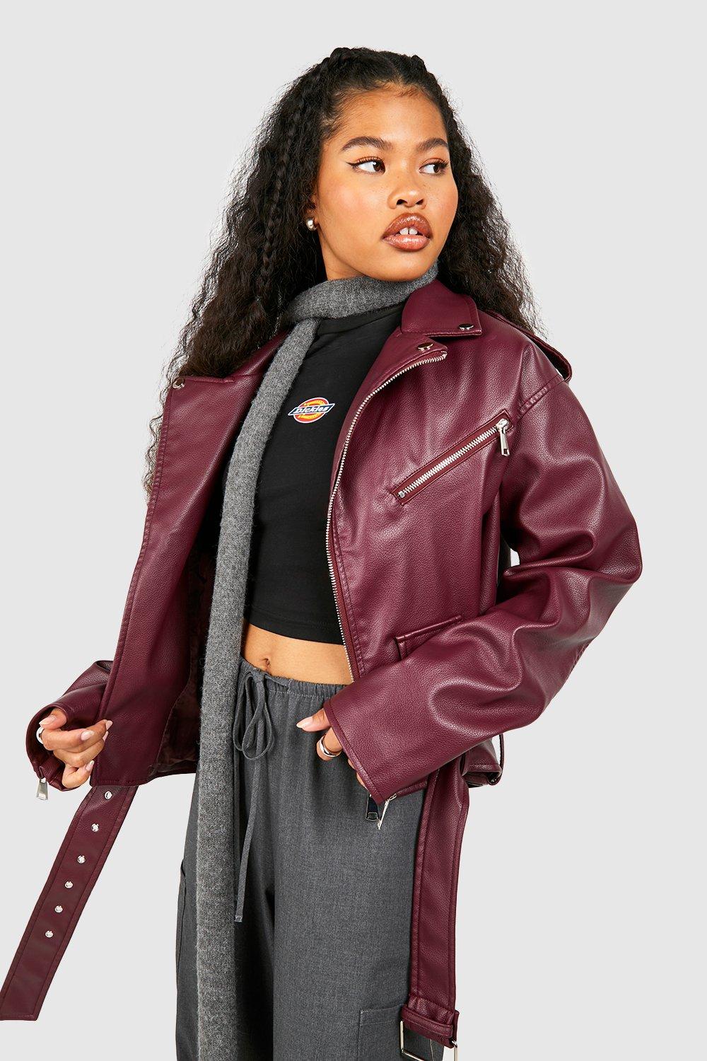 Leather jacket wine on sale red