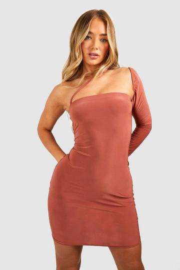 Plain One Shoulder Mini Dress spice