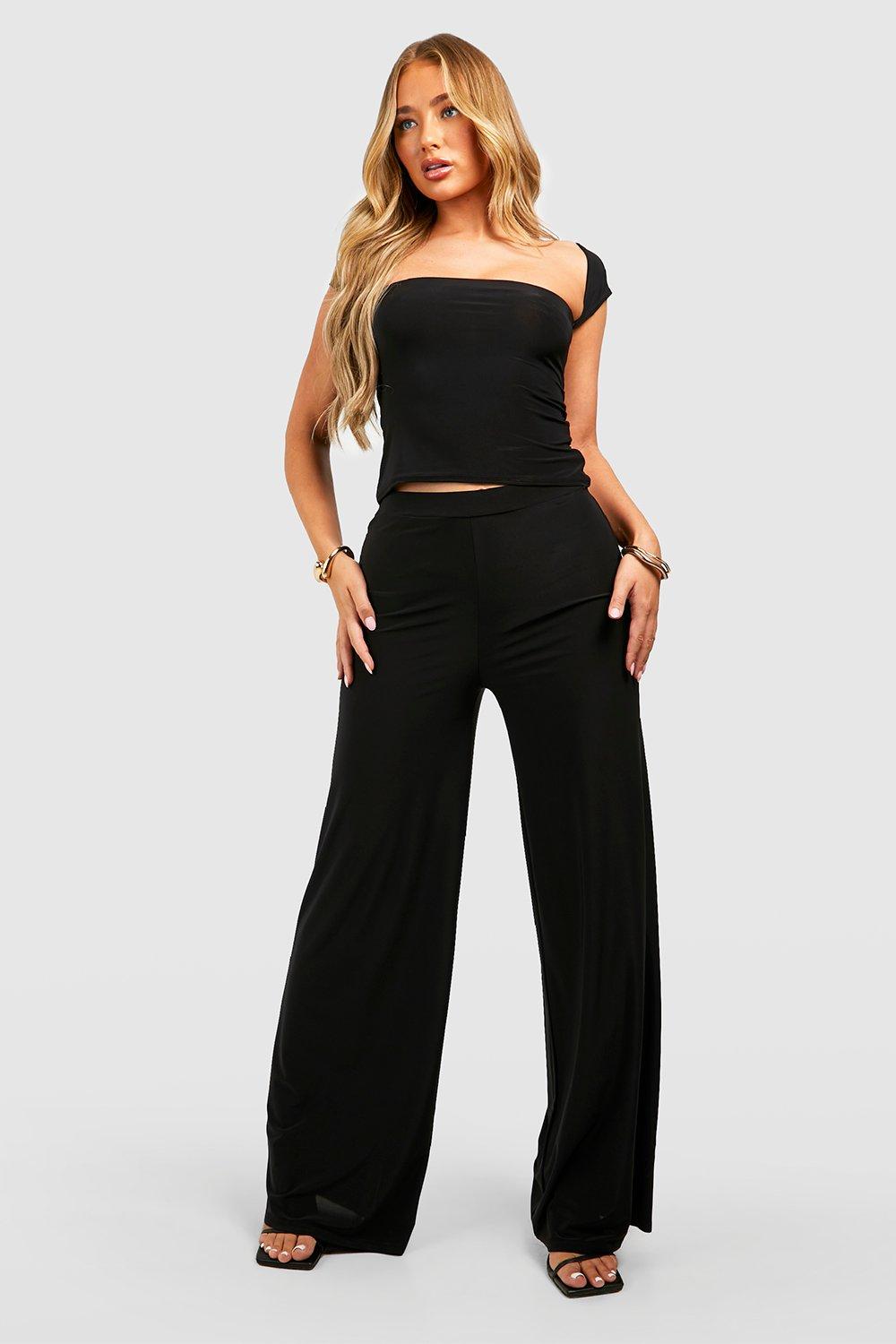 Plain wide 2025 leg trousers