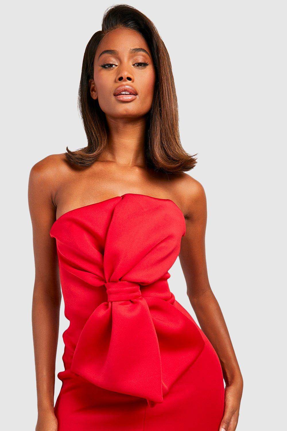 Boohoo long hotsell red dress