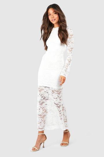 White Lace Fishtail Maxi Dress