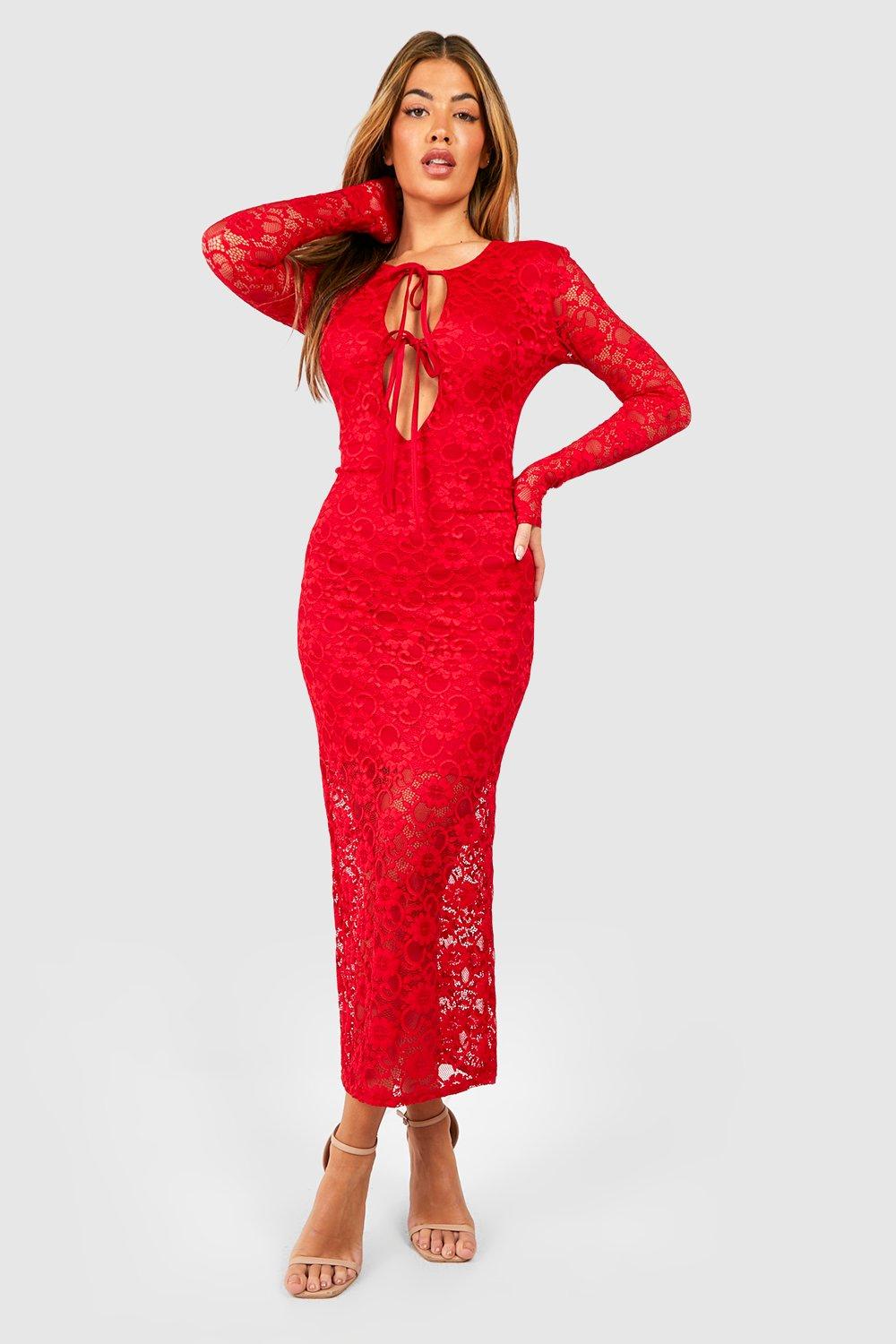 Red hot sale lace maxi