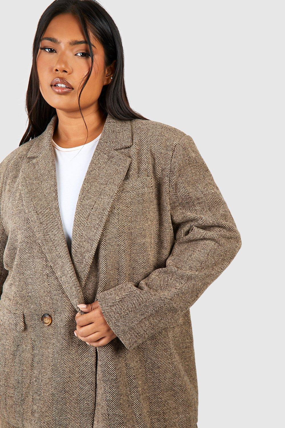 Oversized Blazer In Herringbone Tailoring