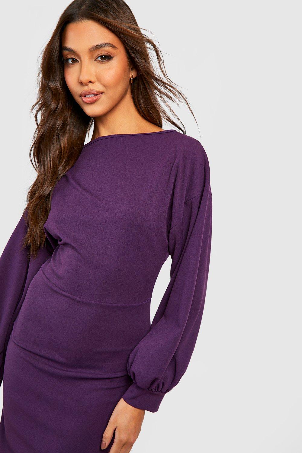 Volume Sleeve Midaxi Dress boohoo