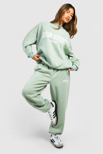 Dsgn Studio Slogan Print Sweatshirt Tracksuit sage