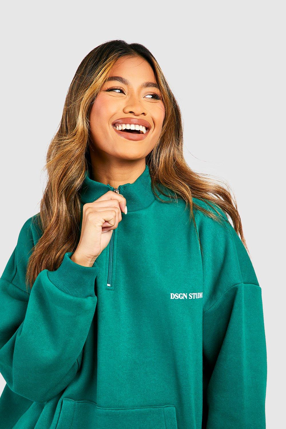 Dsgn Studio Slogan Half Zip Pocket Sweatshirt Tracksuit | boohoo